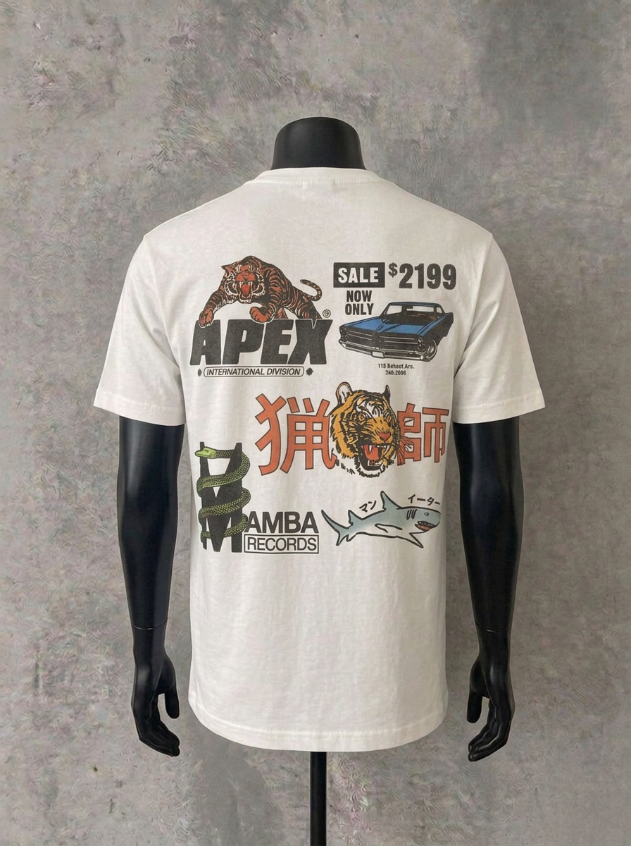 Streetwear Logo Collage - Back Print | White Tee