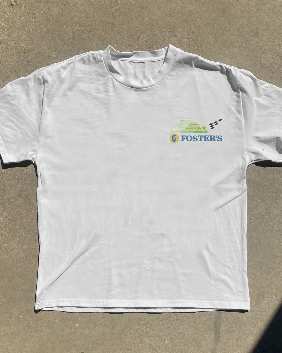Retro 1986 Fosters F1 White Heavy Weight Tee