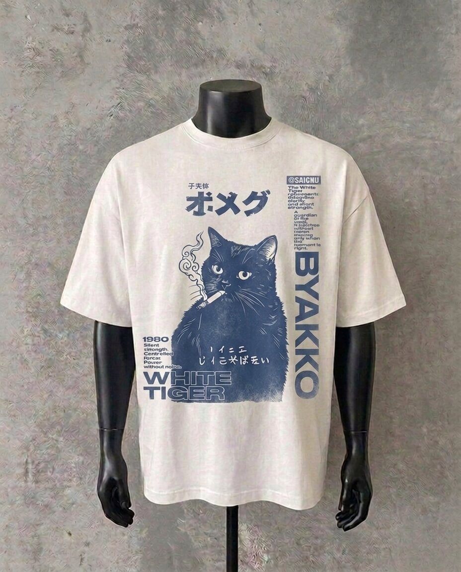 Smoking Cat | White T-Shirt