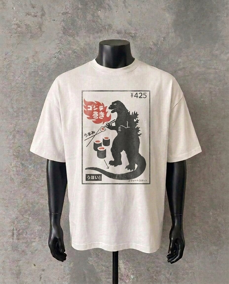 Kaiju Sushi Bar Retro Graphic Tee | White T-Shirt