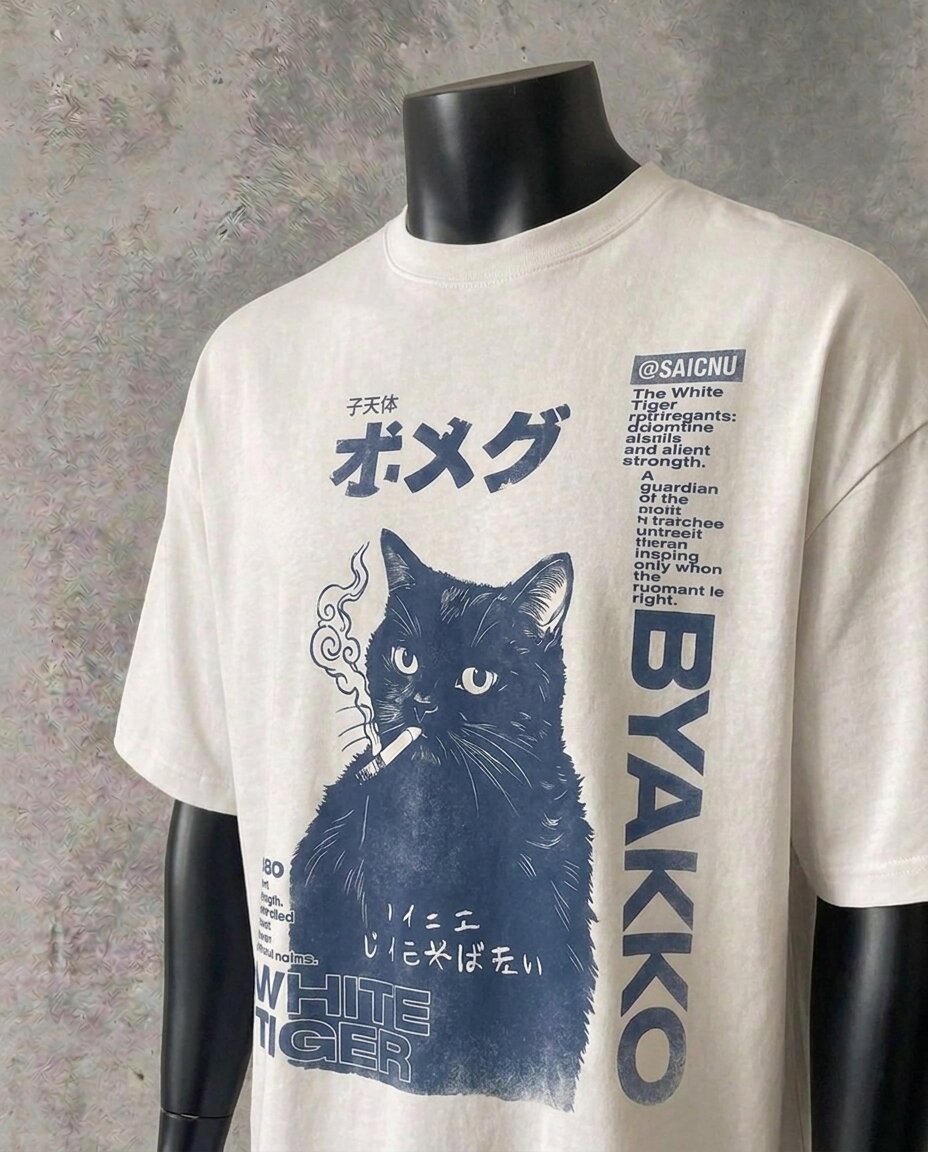 Smoking Cat | White T-Shirt