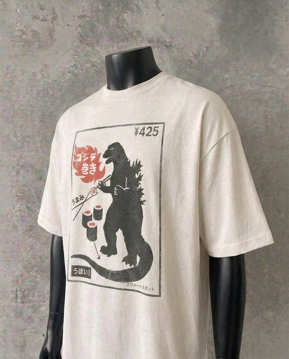 Kaiju Sushi Bar Retro Graphic Tee | White T-Shirt