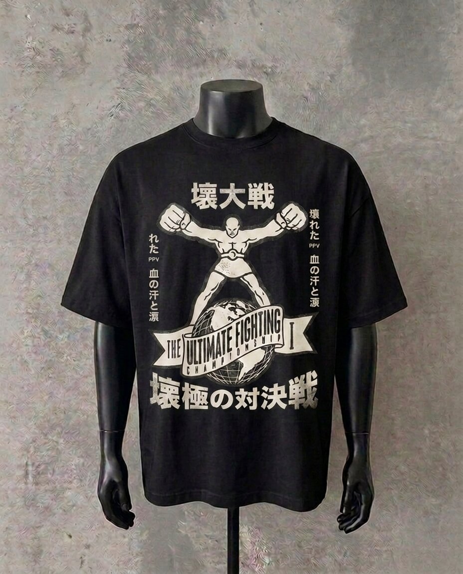 Ultimate Fighter Japanese Retro | Black Tee