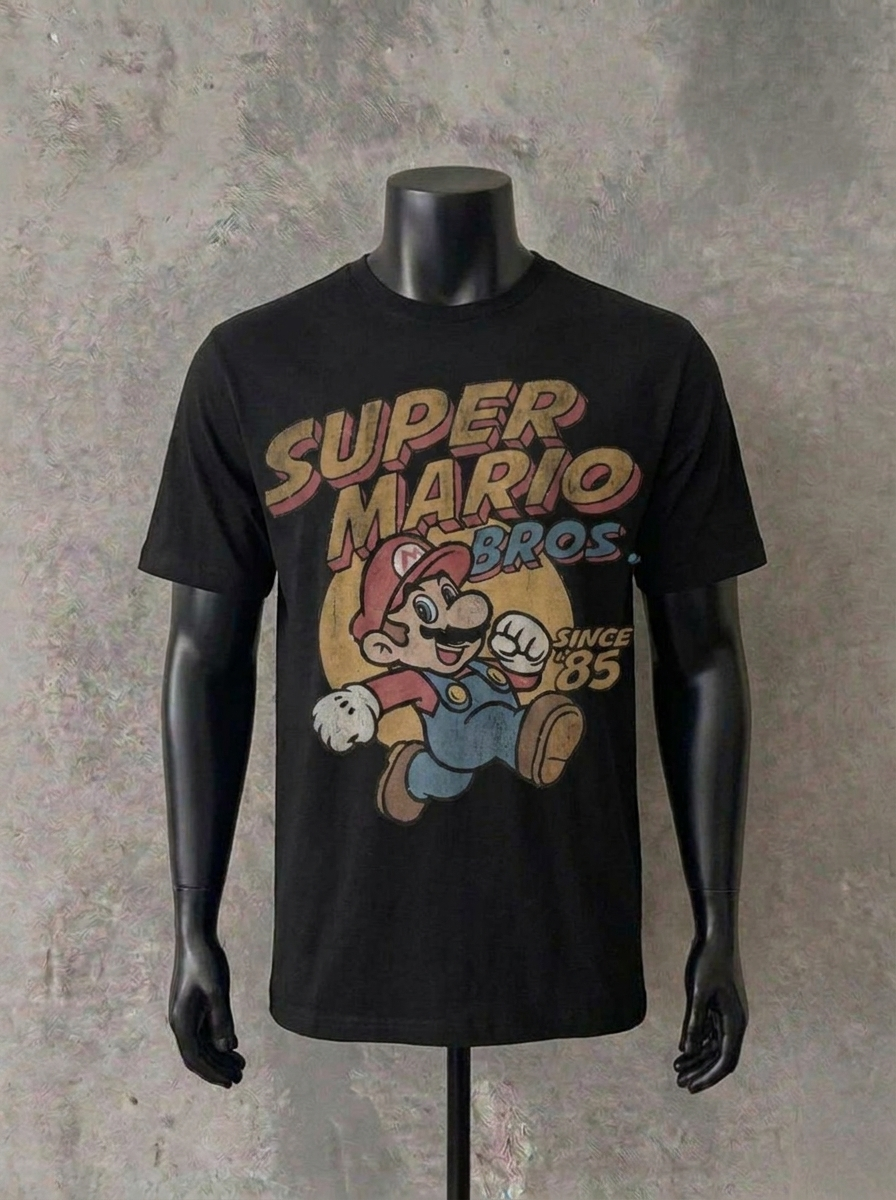 “Super Mario Bros.” Vintage Style | Black Tee