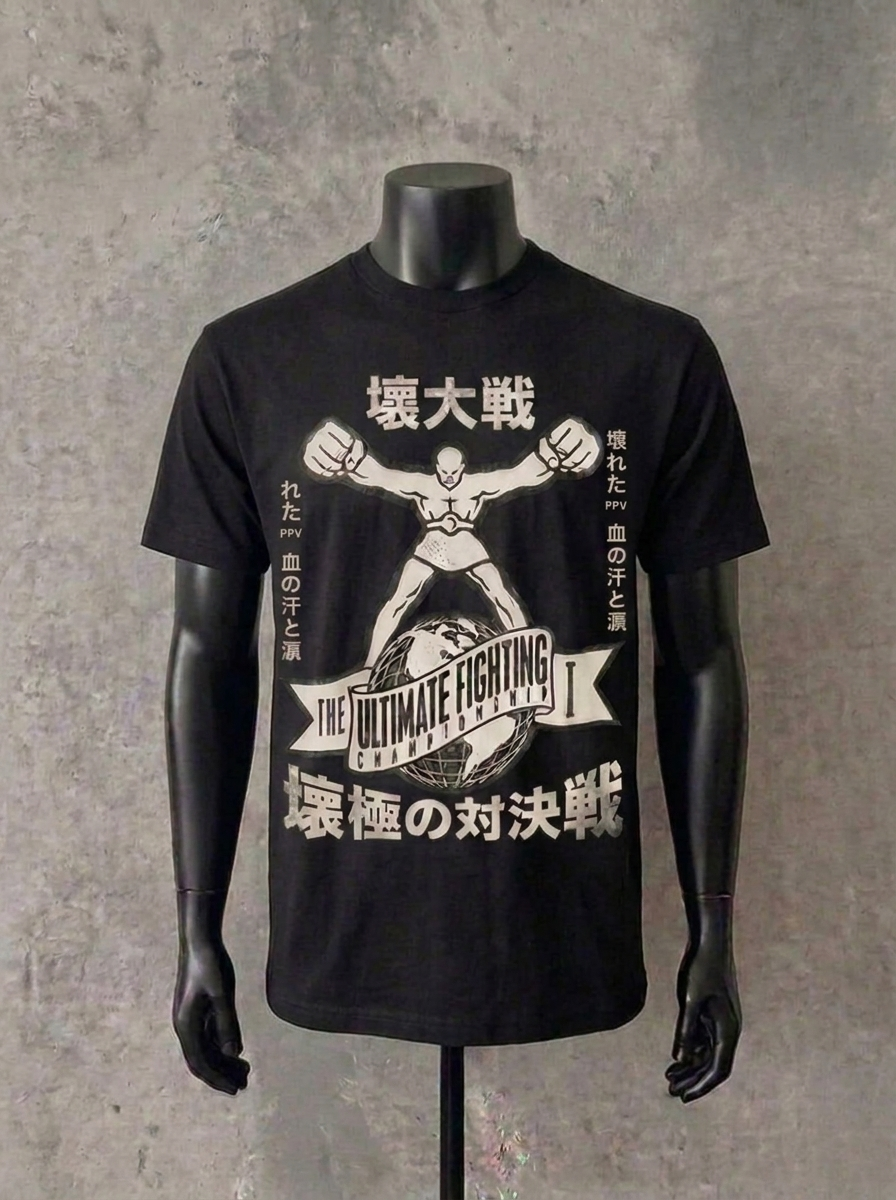Ultimate Fighter Japanese Retro | Black Tee