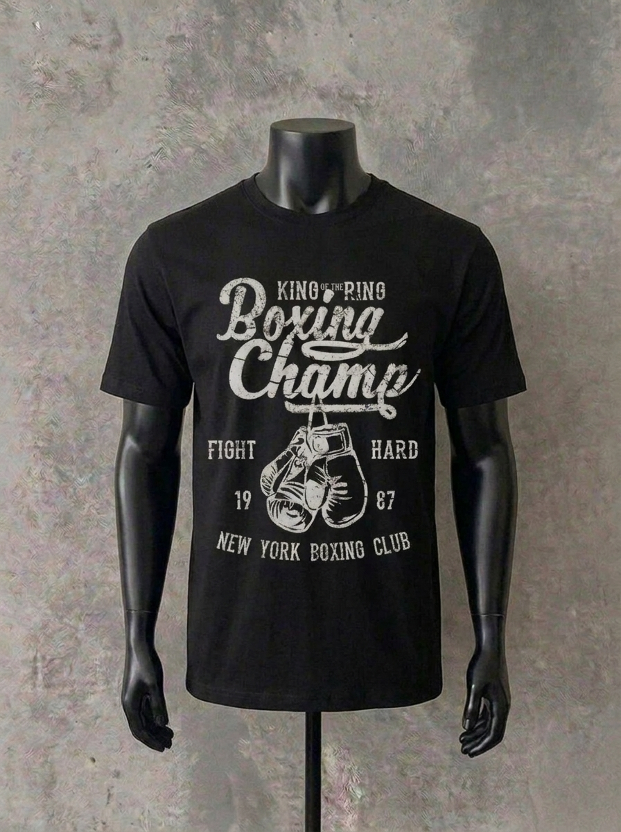“Boxing Champion” — Vintage Style | Black Tee