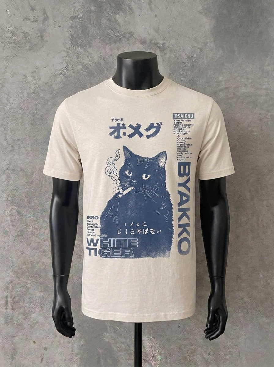 Smoking Cat | White T-Shirt