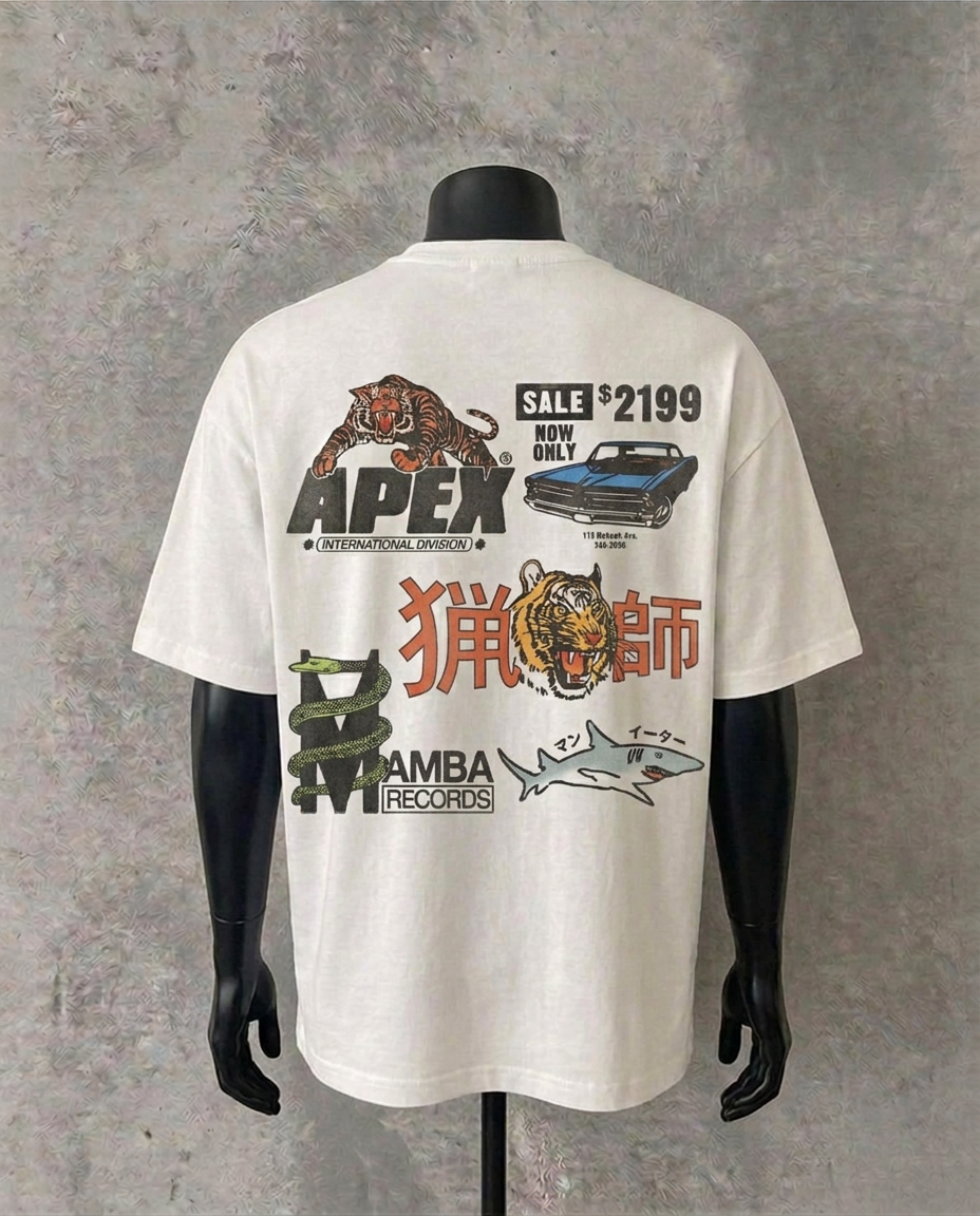 Streetwear Logo Collage - Back Print | White Tee
