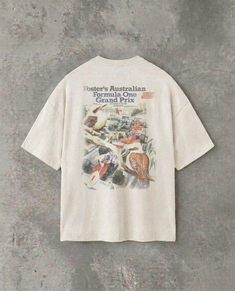 Retro 1986 Fosters F1 White Heavy Weight T-Shirt